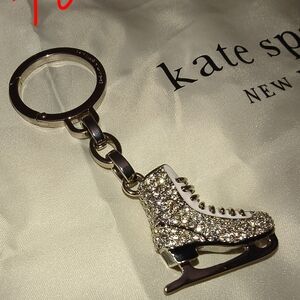Kate Spade Silver Ice Skate Keychain Bling